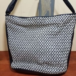 Black/White Woven Ganson crossbody bag